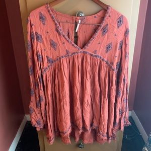 Free People gauze embroidered tunic